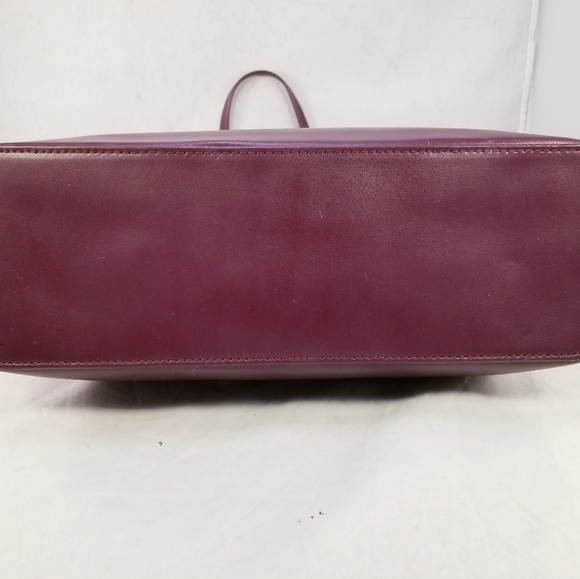 KATE SPADE NEW YORK MAROON TOTE SHOULDER BAG PURSE LEATHER LARGE BOW EUC - Picture 4 of 13